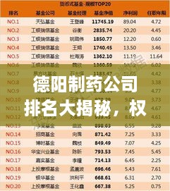 德阳制药公司排名大揭秘，权威榜单，不容错过！