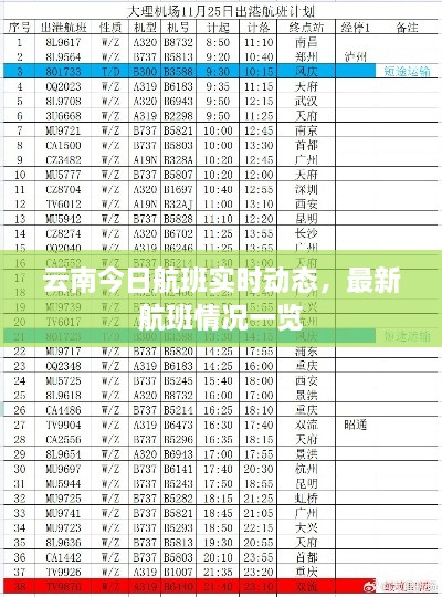 云南今日航班实时动态，最新航班情况一览