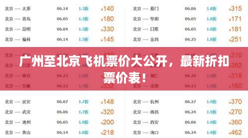 广州至北京飞机票价大公开，最新折扣票价表！