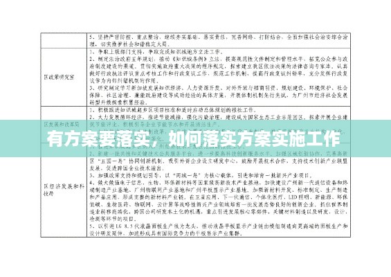 有方案要落实，如何落实方案实施工作 