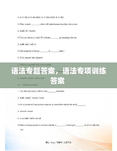 语法专题答案，语法专项训练答案 