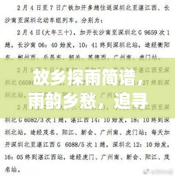 故乡探雨简谱，雨韵乡愁，追寻记忆里的情感旋律