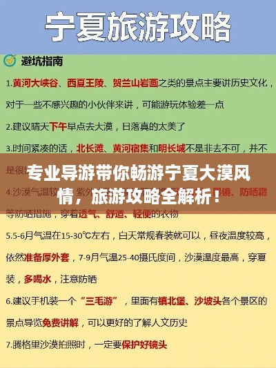 专业导游带你畅游宁夏大漠风情，旅游攻略全解析！