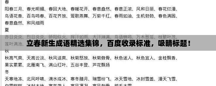 立春新生成语精选集锦，百度收录标准，吸睛标题！